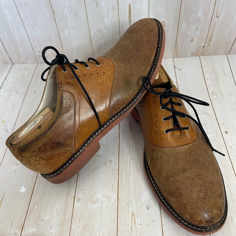 Cole Haan Saddle‎ Stripe Lace Mens Shoe Brown Leather